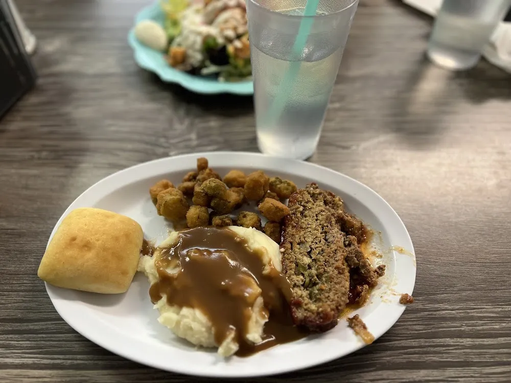 Fried Okra and Mashed Potatoes and Gravy