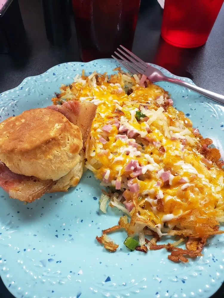Ham Biscuit with Loaded Hashbrowns